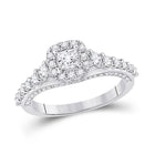 14kt White Gold Princess Diamond Halo Bridal Wedding Engagement Ring - Radiant Elegance - Top View