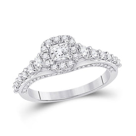 14kt White Gold Princess Diamond Halo Bridal Wedding Engagement Ring - Radiant Elegance - Top View