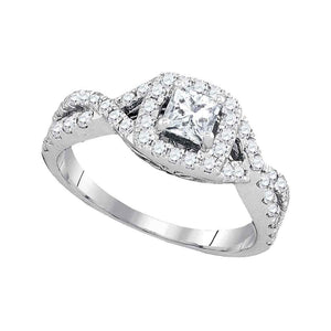 Wedding Collection | 14kt White Gold Princess Diamond Solitaire Twist Bridal Wedding Engagement Ring 1 Cttw | Splendid Jewellery GND