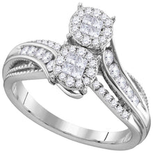 Load image into Gallery viewer, 14kt White Gold Enchanting Bypass Diamond Bridal Ring Top View from Splendid Jewellery