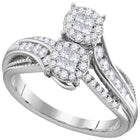 14kt White Gold Enchanting Bypass Diamond Bridal Ring Top View from Splendid Jewellery