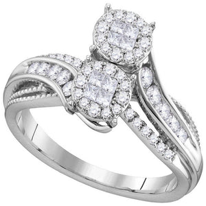 Wedding Collection | 14kt White Gold Princess Round Diamond Bypass Bridal Wedding Engagement Ring 1/2 Cttw | Splendid Jewellery GND
