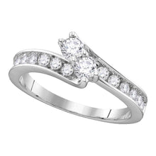 Load image into Gallery viewer, Radiant Love | 14kt White Gold Round Diamond 2-stone Bridal Wedding Engagement Ring 1-1/2 Cttw | Splendid Jewellery Top View from Splendid Jewellery