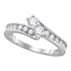 Wedding Collection | 14kt White Gold Round Diamond 2-stone Bridal Wedding Engagement Ring 1-1/2 Cttw | Splendid Jewellery GND