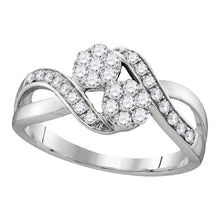 Load image into Gallery viewer, Radiant Love | 14kt White Gold Round Diamond 2-stone Bridal Wedding Engagement Ring 1/2 Cttw Top View from Splendid Jewellery