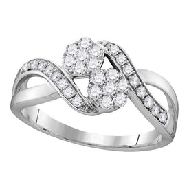 Radiant Love | 14kt White Gold Round Diamond 2-stone Bridal Wedding Engagement Ring 1/2 Cttw Top View from Splendid Jewellery