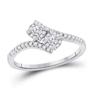 Wedding Collection | 14kt White Gold Round Diamond 2-stone Bridal Wedding Engagement Ring 1/3 Cttw | Splendid Jewellery GND