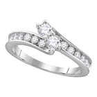 Eternal Unity | 14kt White Gold Round Diamond 2-stone Bridal Wedding Engagement Ring 3/4 Cttw Top View from Splendid Jewellery