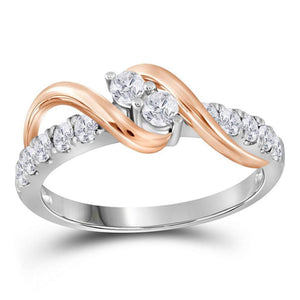 Wedding Collection | 14kt White Gold Round Diamond 2-stone Bridal Wedding Engagement Ring 3/4 Cttw | Splendid Jewellery GND