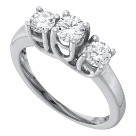 Eternity's Embrace | 14kt White Gold Radiant Love 3-stone Diamond Bridal Ring 1/2 Cttw Top View from Splendid Jewellery