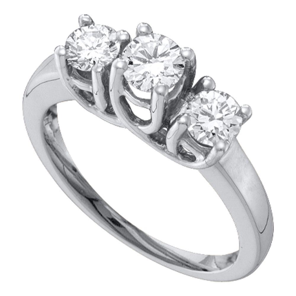 Wedding Collection | 14kt White Gold Round Diamond 3-stone Bridal Wedding Engagement Ring 1/2 Cttw | Splendid Jewellery GND