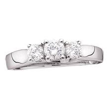 Load image into Gallery viewer, Radiant Love 14kt White Gold Diamond Trilogy Engagement Ring Top View from Splendid Jewellery
