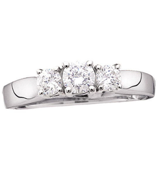 Wedding Collection | 14kt White Gold Round Diamond 3-stone Bridal Wedding Engagement Ring 1/4 Cttw | Splendid Jewellery GND