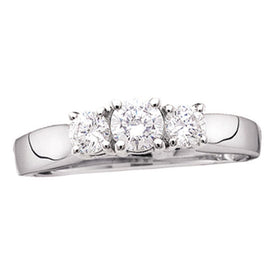 Radiant Love 14kt White Gold Diamond Trilogy Engagement Ring Top View from Splendid Jewellery