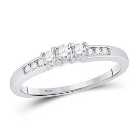 Eternal Love 14kt White Gold Round Diamond 3-stone Bridal Wedding Engagement Ring 1/4 Cttw Top View from Splendid Jewellery