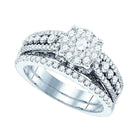 Eternal Brilliance 14kt White Gold Diamond Wedding Ring Set - Top View