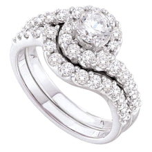 Load image into Gallery viewer, Eternal Love 14kt White Gold Round Diamond Bridal Wedding Ring Band Set - Top View