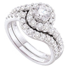 Eternal Love 14kt White Gold Round Diamond Bridal Wedding Ring Band Set - Top View