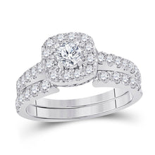 Load image into Gallery viewer, Sparkling Love: 14kt White Gold Diamond Bridal Wedding Ring Band Set - Top View