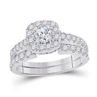 Sparkling Love: 14kt White Gold Diamond Bridal Wedding Ring Band Set - Top View