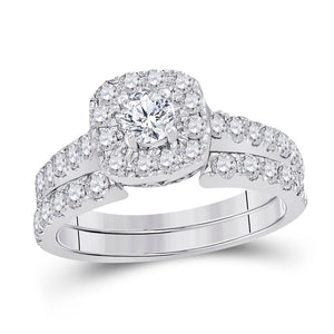 Wedding Collection | 14kt White Gold Round Diamond Bridal Wedding Ring Band Set 1-3/8 | Splendid Jewellery GND