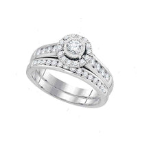 Load image into Gallery viewer, Eternal Love 14kt White Gold Diamond Bridal Wedding Ring Set - Top View