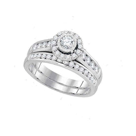 Eternal Love 14kt White Gold Diamond Bridal Wedding Ring Set - Top View