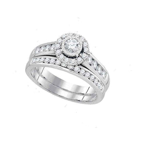 Wedding Collection | 14kt White Gold Round Diamond Bridal Wedding Ring Band Set 1 Cttw | Splendid Jewellery GND