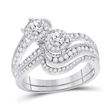 Load image into Gallery viewer, 14kt White Gold Diamond Bliss Wedding Ring Band Set Top View from Splendid Jewellery