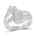 14kt White Gold Diamond Bliss Wedding Ring Band Set Top View from Splendid Jewellery