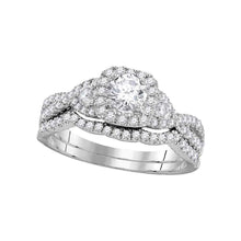 Load image into Gallery viewer, Eternity&#39;s Embrace | 14kt White Gold Radiant Diamond Bridal Wedding Ring Band Set 1 Cttw | Splendid Jewellery Top View from Splendid Jewellery
