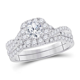Eternal Love 14kt White Gold Diamond Bridal Wedding Ring Band Set Top View from Splendid Jewellery
