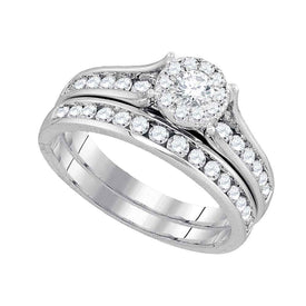 The Eternal Love 14kt White Gold Diamond Bridal Wedding Ring Band Set Top View from Splendid Jewellery