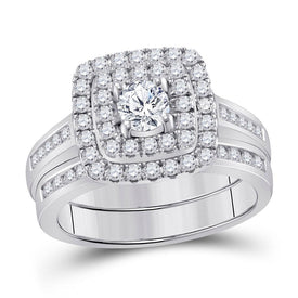 Eternal Love 14kt White Gold Diamond Bridal Wedding Ring Set Top View from Splendid Jewellery
