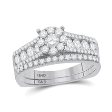 Load image into Gallery viewer, Timeless Brilliance: 14kt White Gold Round Diamond Bridal Wedding Ring Band Set - Top View