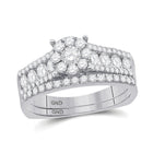 Timeless Brilliance: 14kt White Gold Round Diamond Bridal Wedding Ring Band Set - Top View