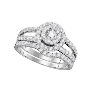 Wedding Collection | 14kt White Gold Round Diamond Bridal Wedding Ring Band Set 1 Cttw | Splendid Jewellery GND