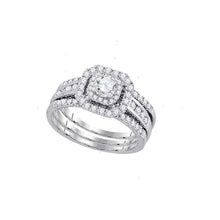 Load image into Gallery viewer, Radiant Love 14kt White Gold Diamond Bridal Wedding Ring Band Set - Top View