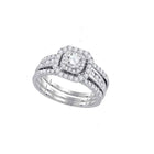 Radiant Love 14kt White Gold Diamond Bridal Wedding Ring Band Set - Top View