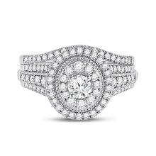 Load image into Gallery viewer, Radiant Love: 14kt White Gold Diamond Bridal Wedding Ring Band Set - Side View