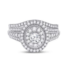 Radiant Love: 14kt White Gold Diamond Bridal Wedding Ring Band Set - Side View
