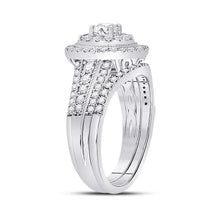 Load image into Gallery viewer, Radiant Love: 14kt White Gold Diamond Bridal Wedding Ring Band Set - Front View