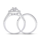 Radiant Love: 14kt White Gold Diamond Bridal Wedding Ring Band Set - Second Side View
