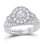 Captivating Brilliance: 14kt White Gold Diamond Wedding Ring Set - Top View