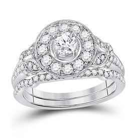 Captivating Brilliance: 14kt White Gold Diamond Wedding Ring Set - Top View