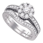 Eternal Brilliance 14kt White Gold Diamond Wedding Ring Band Set - Top View