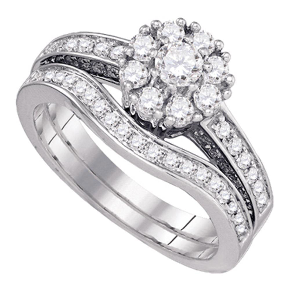 Wedding Collection | 14kt White Gold Round Diamond Bridal Wedding Ring Band Set 1 Cttw | Splendid Jewellery GND