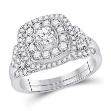 Load image into Gallery viewer, 14kt White Gold Radiant Diamond Wedding Ring Band Set 1 Cttw - Top View