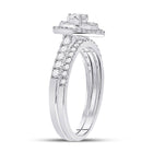 Radiant Love: 14kt White Gold Diamond Bridal Wedding Ring Band Set - Side View