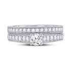 Eternal Brilliance: 14kt White Gold Round Diamond Bridal Wedding Ring Band Set - Side View